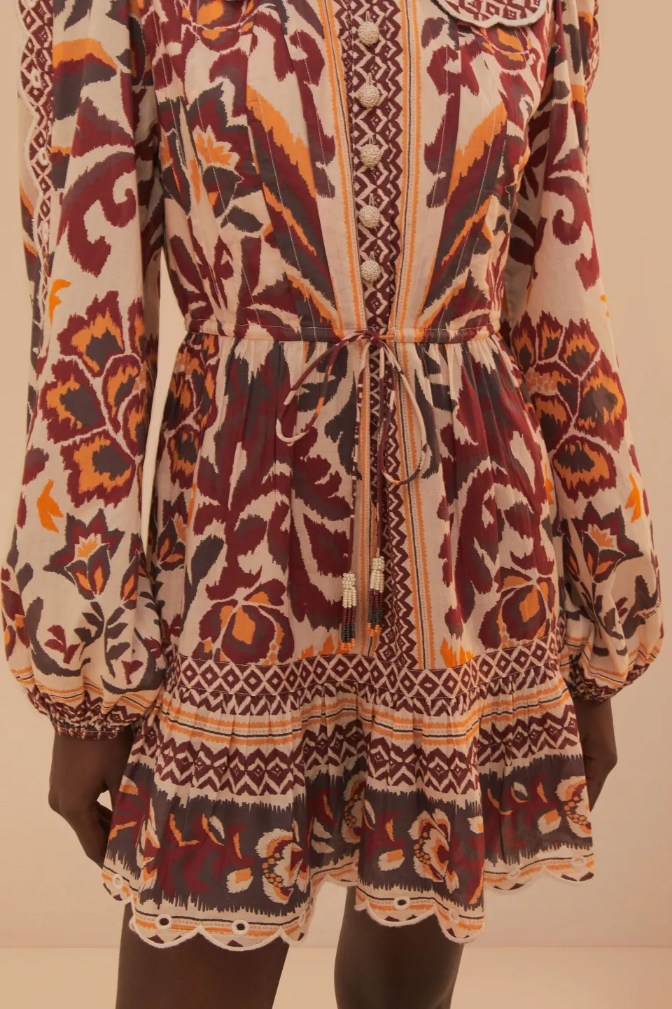 FARM Rio Robes Courtes<Robe mini-écharpe à motifs toucans crème