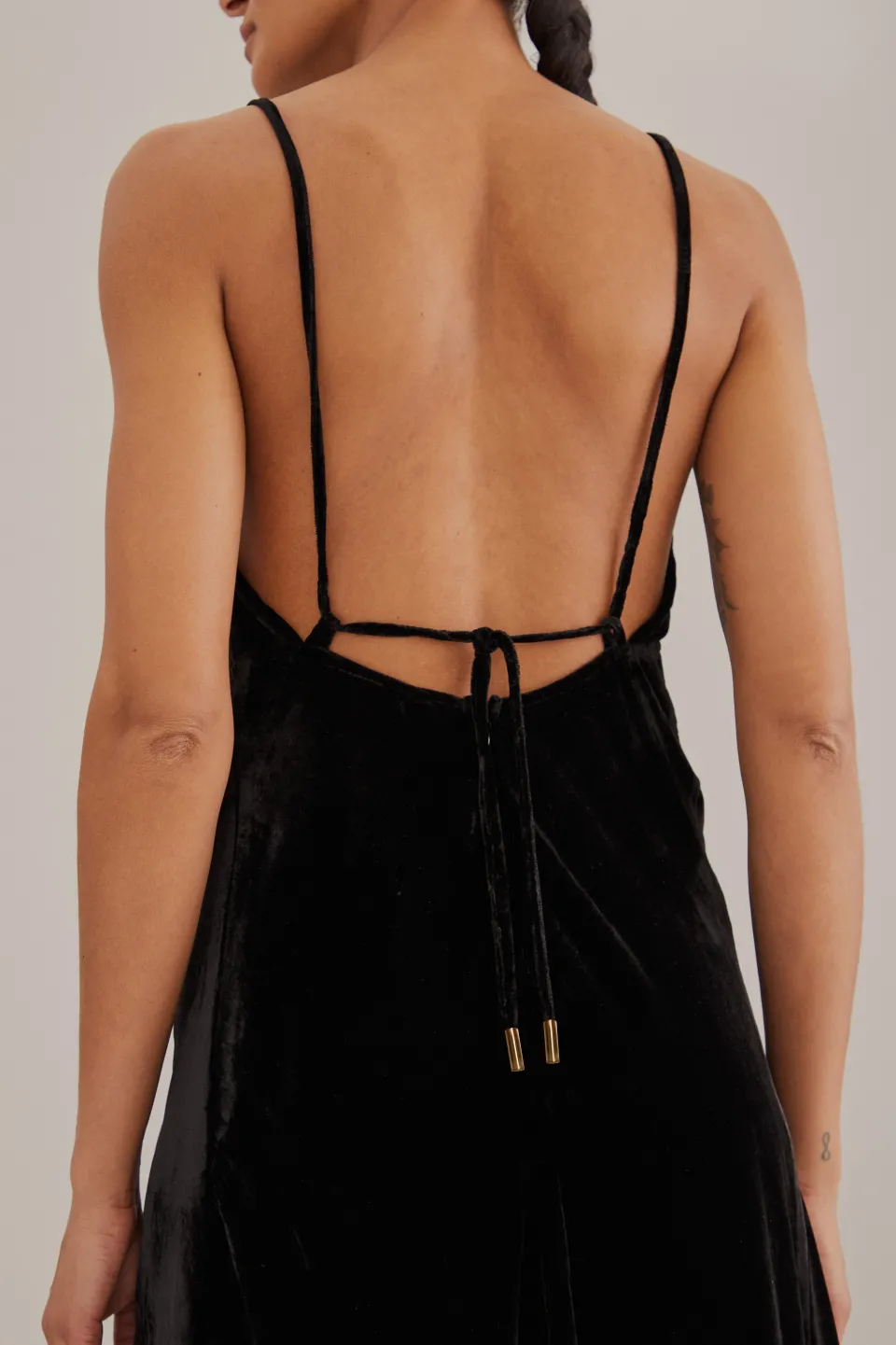 FARM Rio Robes Midi<Robe nuisette en velours Richelieu noire