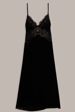 FARM Rio Robes Midi<Robe nuisette en velours Richelieu noire
