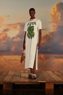 FARM Rio T-shirts<Robe t-shirt blanc cassé en coton biologique tropical