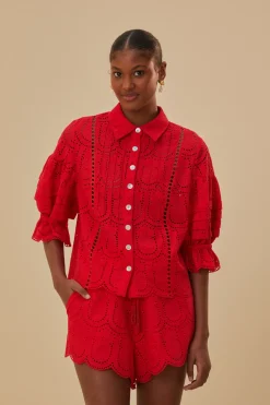 FARM Rio Shorts<Short à œillets ananas rouge