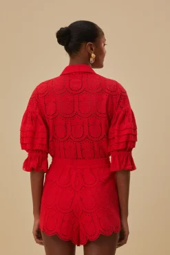 FARM Rio Shorts<Short à œillets ananas rouge