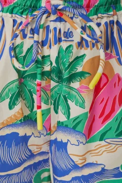 FARM Rio Shorts<Short blanc cassé à affiches Carioca