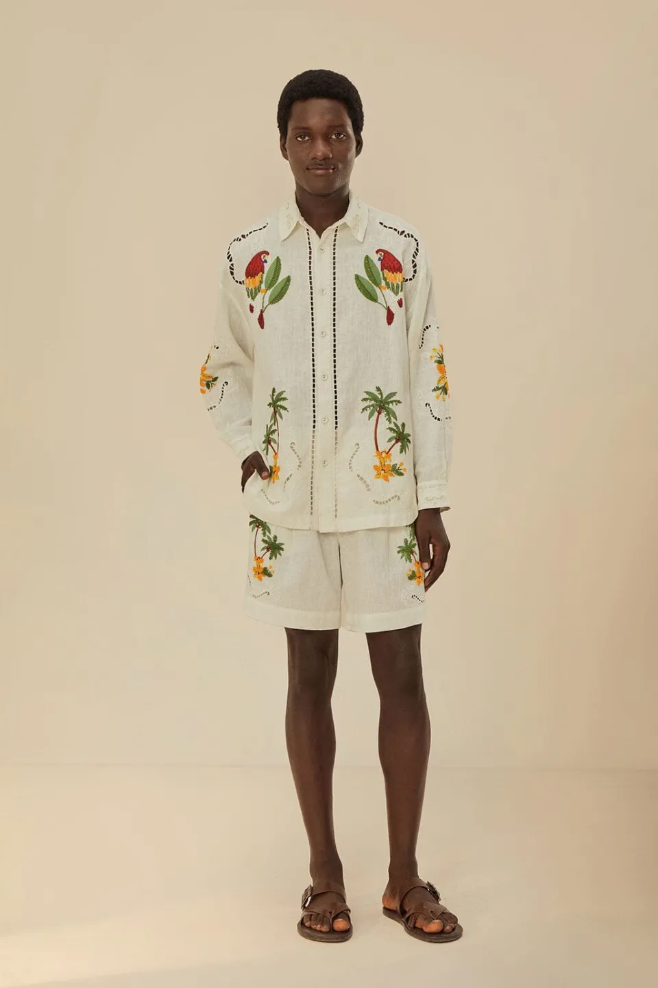 FARM Rio Shorts<Short en lin de qualité supérieure Euroflax™ brodé à destination tropi