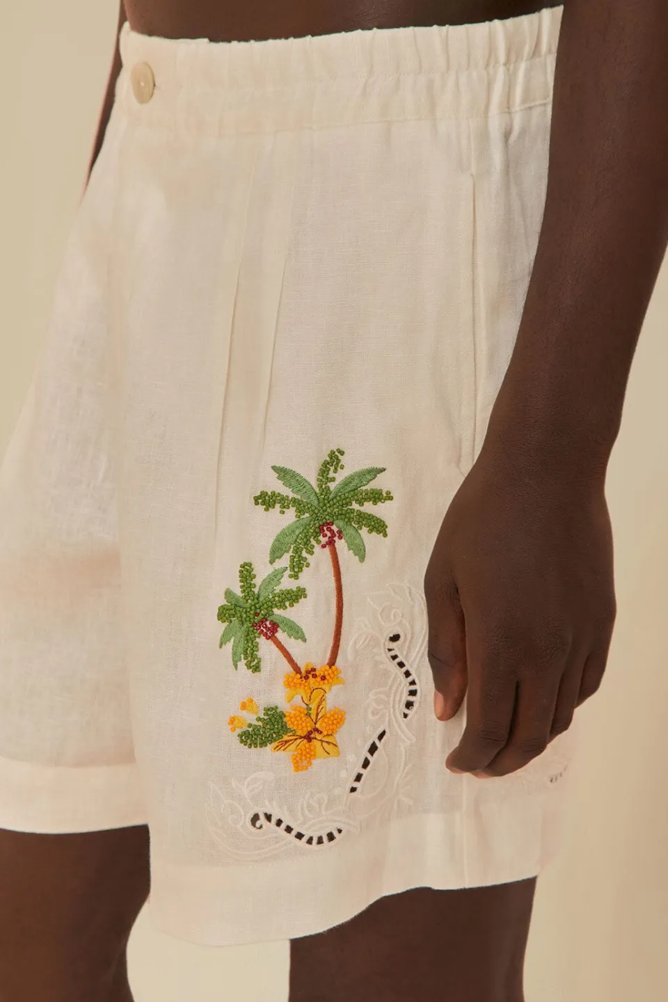 FARM Rio Shorts<Short en lin de qualité supérieure Euroflax™ brodé à destination tropi