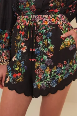 FARM Rio Shorts<Short noir foulards forêt délicate