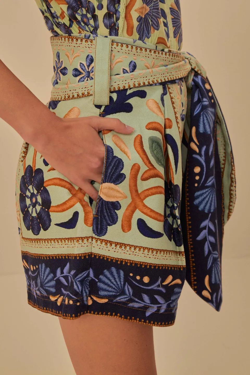 FARM Rio Shorts<Short Vert Tapisserie Océan