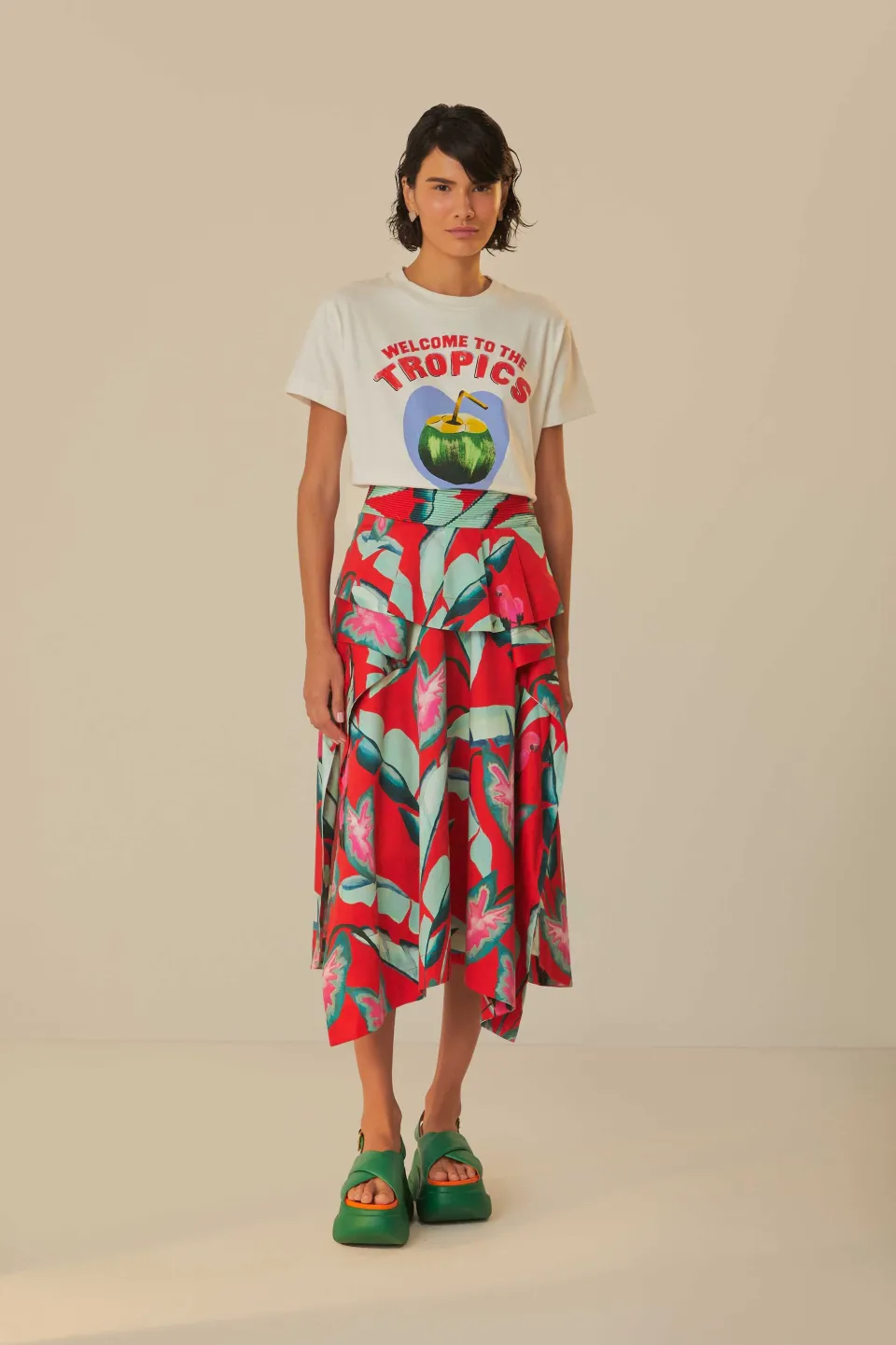 FARM Rio T-shirts<T-shirt blanc en coton biologique Welcome To The Tropics