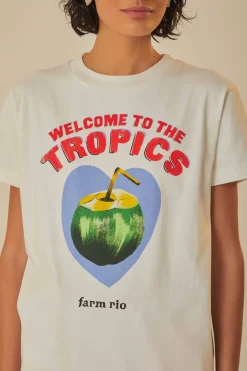 FARM Rio T-shirts<T-shirt blanc en coton biologique Welcome To The Tropics