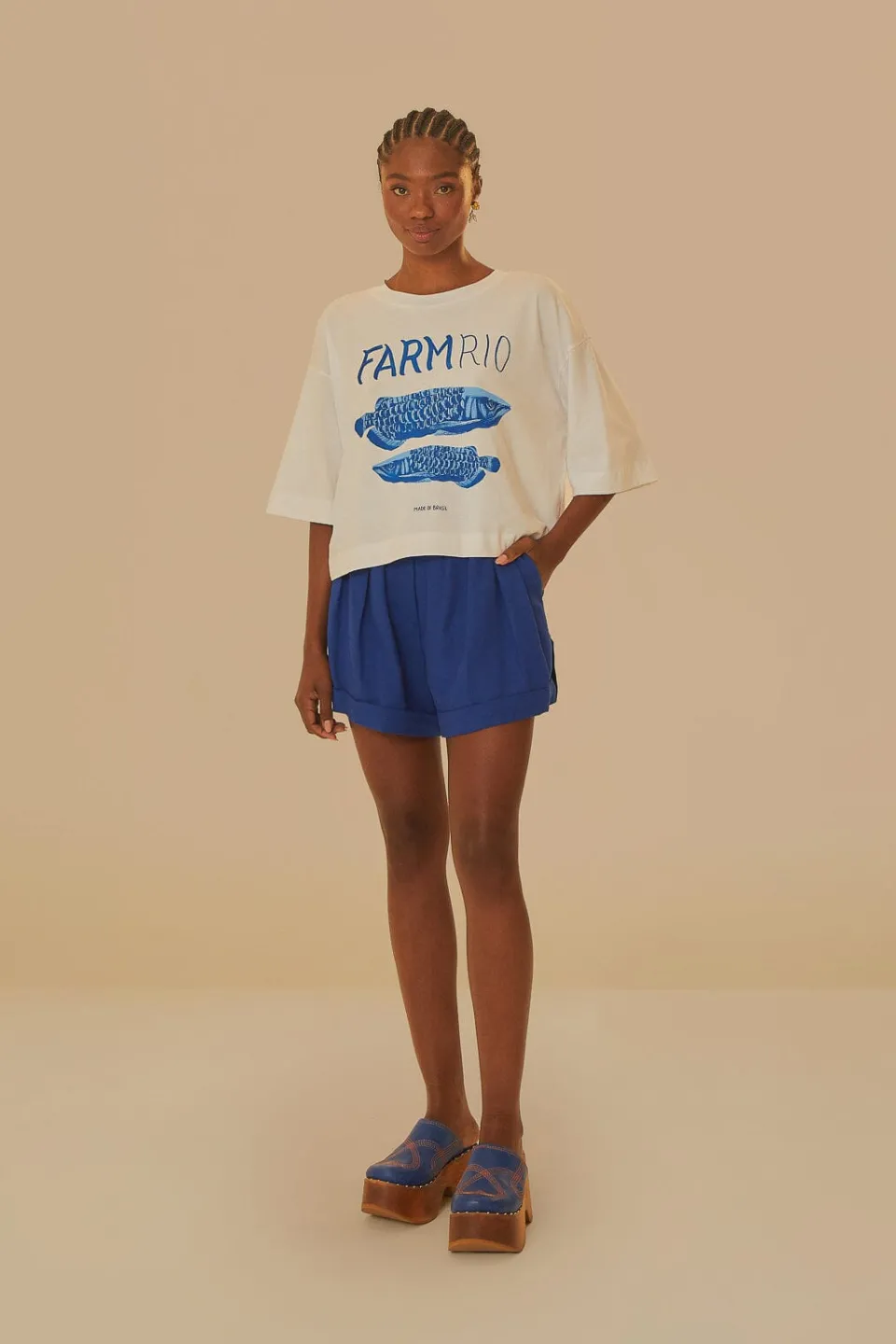 FARM Rio T-shirts<T-shirt blanc en coton biologique Farm Rio