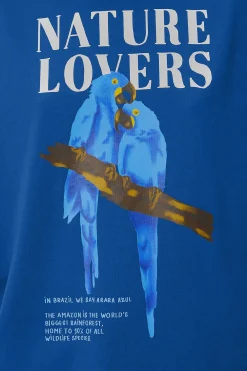 FARM Rio T-shirts<T-shirt bleu en coton biologique avec épaulettes Nature Lovers