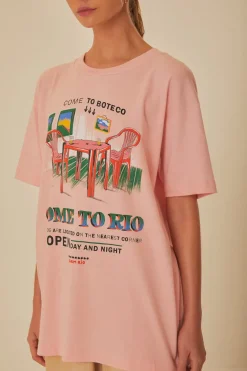 FARM Rio T-shirts<T-shirt décontracté en coton biologique rose Come To Rio