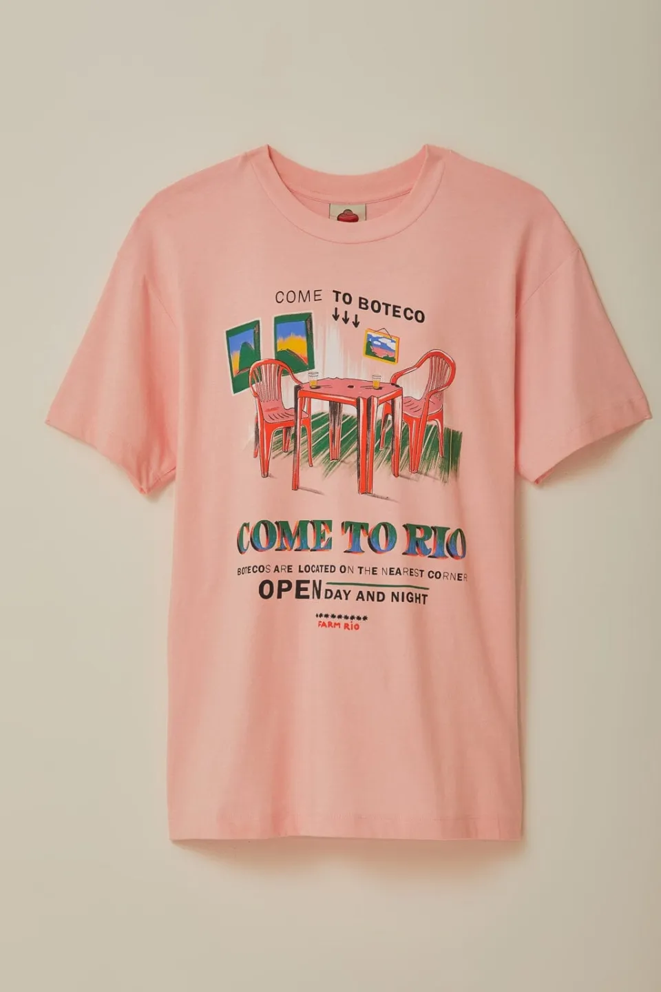FARM Rio T-shirts<T-shirt décontracté en coton biologique rose Come To Rio