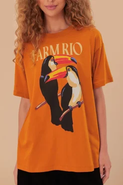 FARM Rio T-shirts<T-shirt décontracté en coton biologique Rio Toucan de Brown Farm