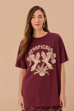 FARM Rio T-shirts<T-shirt décontracté en coton biologique tropical bordeaux