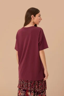 FARM Rio T-shirts<T-shirt décontracté en coton biologique tropical bordeaux