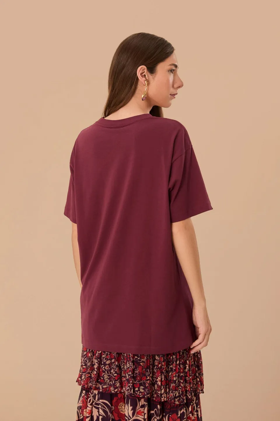 FARM Rio T-shirts<T-shirt décontracté en coton biologique tropical bordeaux