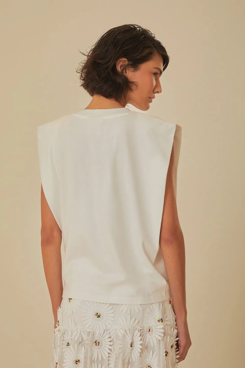 FARM Rio T-shirts<T-shirt en coton biologique à fruits perlés blancs