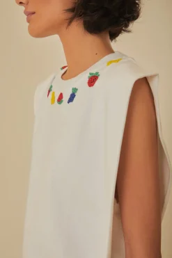 FARM Rio T-shirts<T-shirt en coton biologique à fruits perlés blancs