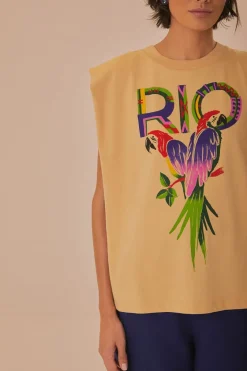 FARM Rio T-shirts<T-shirt en coton biologique à épaulettes Sand Rio