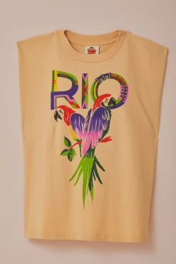 FARM Rio T-shirts<T-shirt en coton biologique à épaulettes Sand Rio
