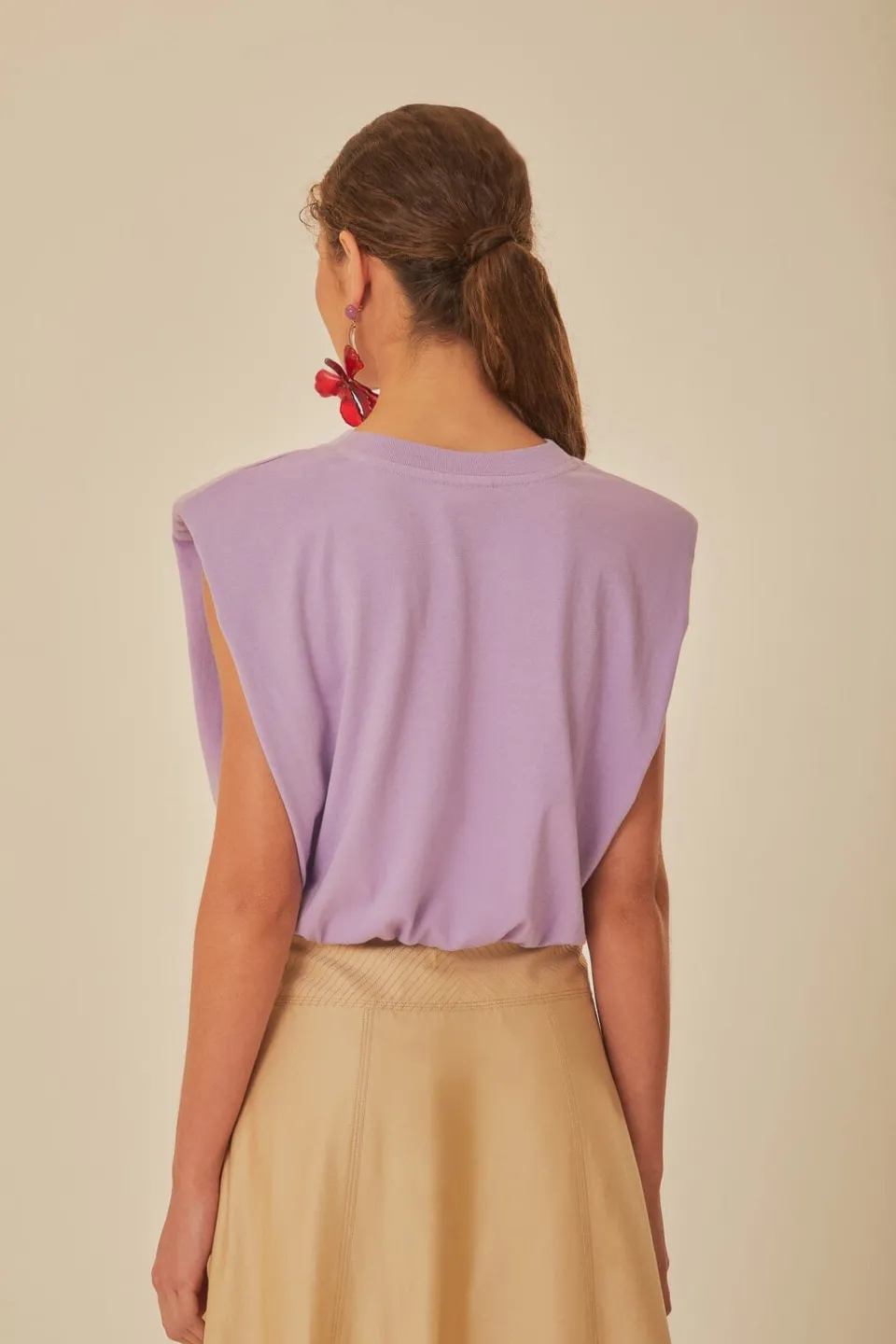 FARM Rio T-shirts<T-shirt lilas en coton biologique avec épaulettes Summer In The Tropic