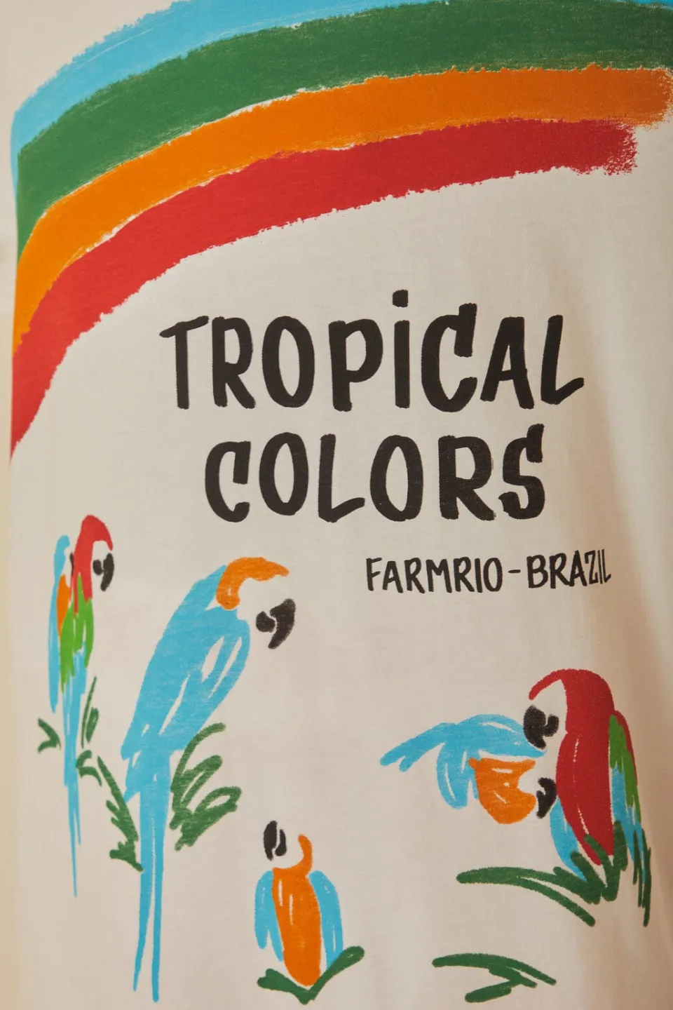 FARM Rio T-shirts<T-shirt oversize en coton biologique aux couleurs tropicales blanc