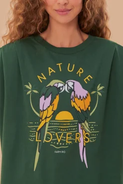 FARM Rio T-shirts<T-shirt plissé en coton biologique pour amoureux de la nature verte