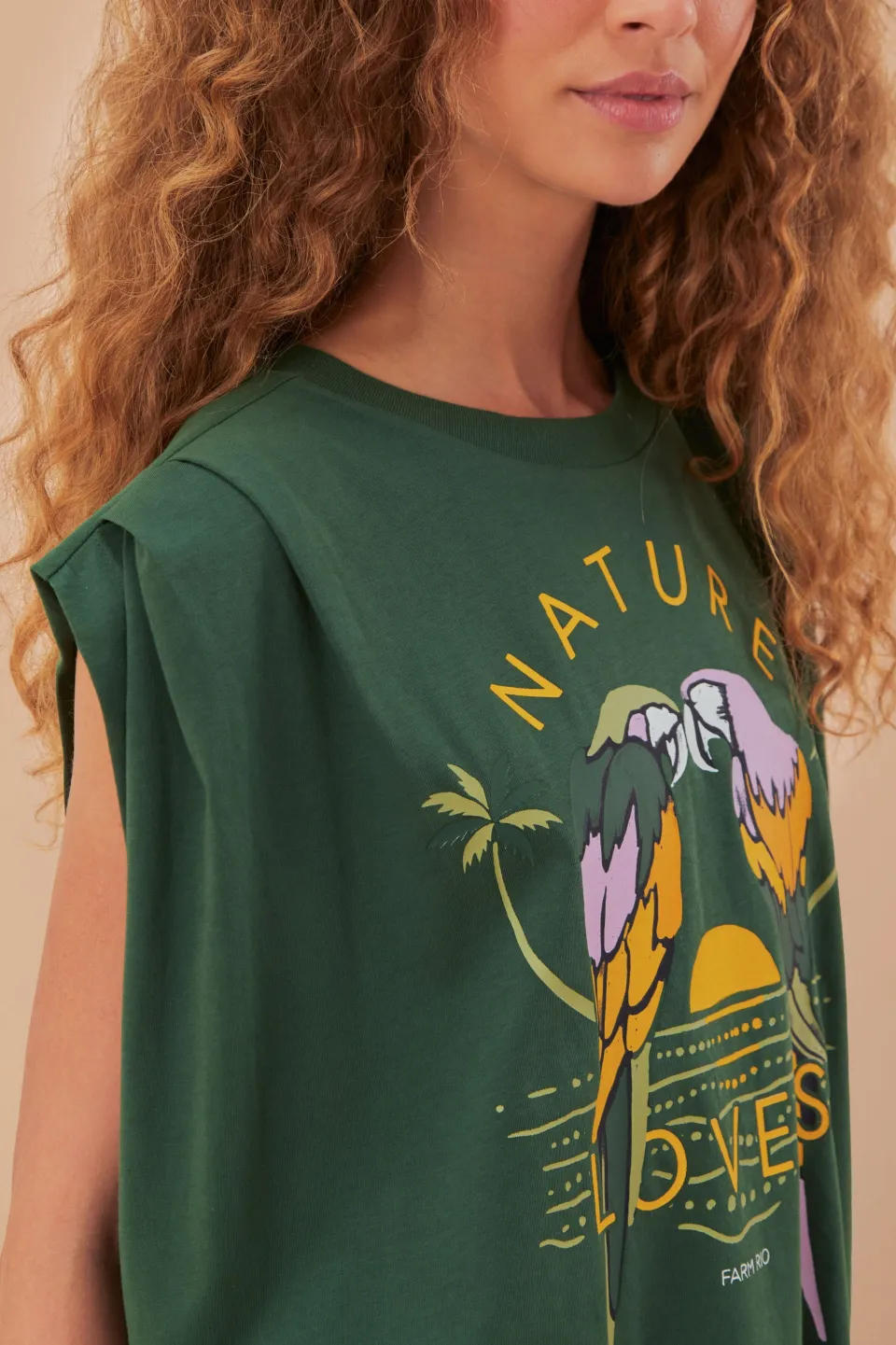 FARM Rio T-shirts<T-shirt plissé en coton biologique pour amoureux de la nature verte