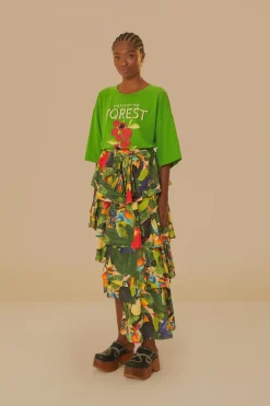 FARM Rio T-shirts<T-shirt vert en coton biologique L'Œil de la forêt
