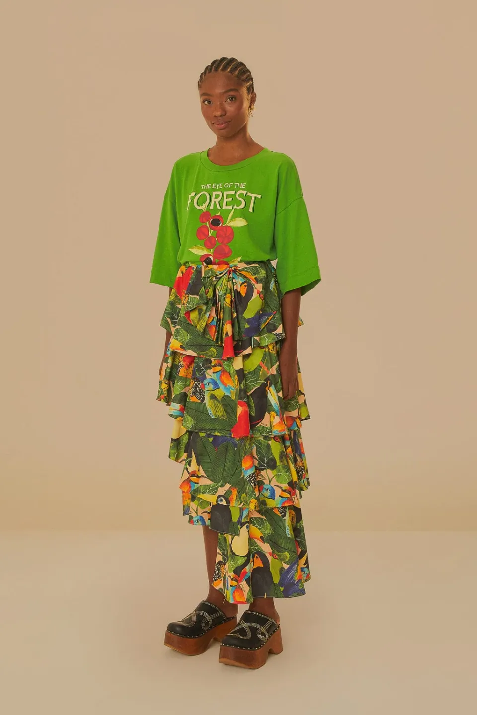 FARM Rio T-shirts<T-shirt vert en coton biologique L'Œil de la forêt