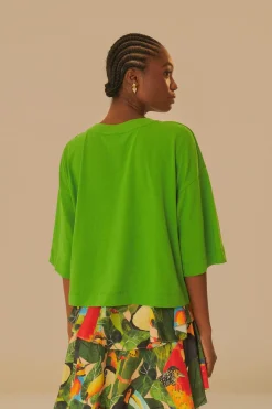 FARM Rio  T-shirts<T-shirt vert en coton biologique L'Œil de la forêt