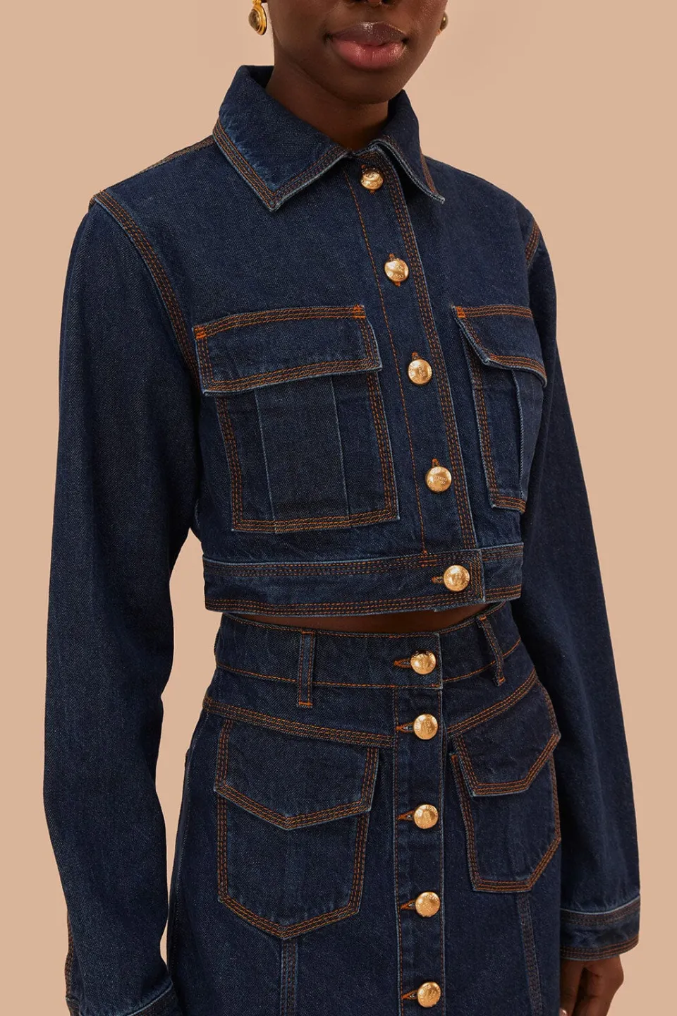 FARM Rio Hauts Courts<Veste courte en jean foncé