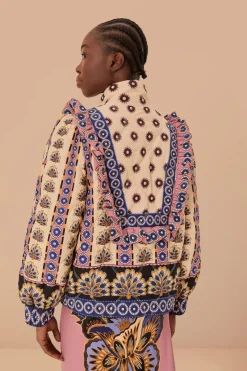 FARM Rio  Doudounes<Veste matelassée longue fleurie Ainika crème
